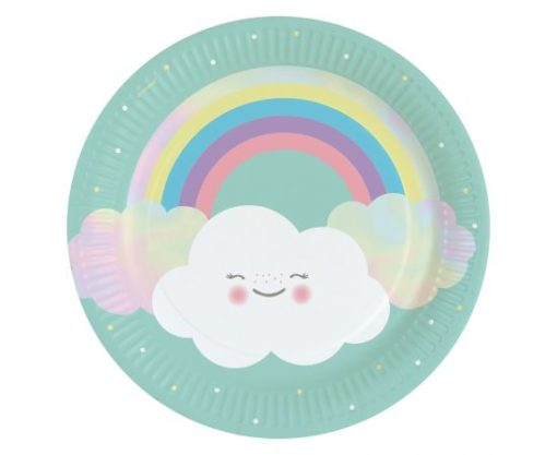 Πιάτα Χαρτ. Φαγητού 23εκ Rainbow & Cloud /8 τεμ