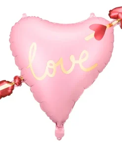 Μπαλόνι Καρδιά Ροζ “love” Με Βέλος