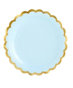 Πιάτα Γλυκού Γαλάζιο με Χρυσό (6 τεμ)