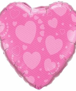 18” Μπαλόνι Άγάπης Καρδιά Ροζ Με Καρδιές
