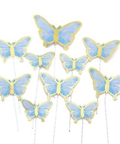 Διακοσμητικό Τούρτας Γαλάζιο – Πεταλούδες 10 τμχ