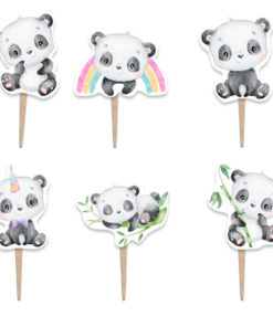 Διακοσμητικά για κεράσματα πάρτυ Αρκουδάκι Panda (6 τεμ)