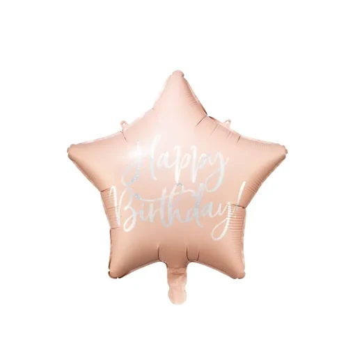 Μπαλόνι Foil Happy Birthday Ροζ Αστέρι
