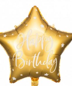 18″ Μπαλόνι Αστέρι Happy Birthday Χρυσό