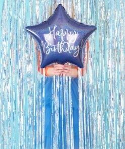 18″ Μπαλόνι Αστέρι Happy Birthday Μπλε Navy