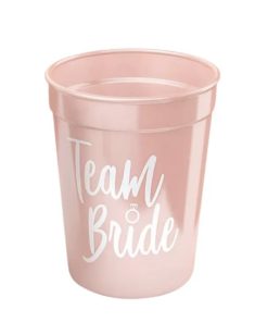 Ροζ Πλαστικό Ποτήρι με γράμματα Team Bride