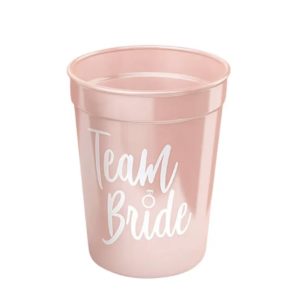 Ροζ Πλαστικό Ποτήρι με γράμματα Team Bride