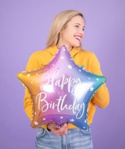 Μπαλόνι Αστέρι Πολύχρωμο “Happy Birthday” 40εκ.