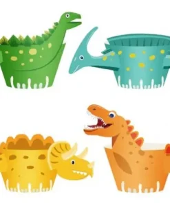 Χαρούμενοι Δεινόσαυροι Περιτυλίγματα για Cupcakes (8τμχ)