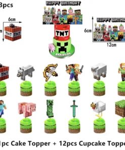 Cake+Cupcake topper  – Minecraft 13 τμχ