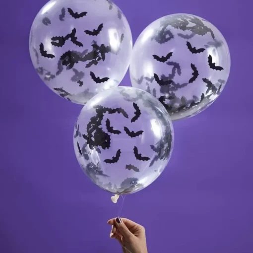 Μπαλόνια Διάφανα με Κονφετί Νυχτερίδες