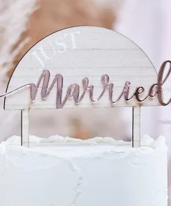 Διακοσμητικό Για Τούρτα “Just Married” Ξύλινο