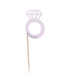 Διακοσμητικά για Cupcakes Μονόπετρο Ροζ & Λευκό “Team Bride” – 12τμχ.
