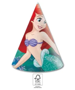 Χάρτινα Καπελάκια Πάρτι Ariel Little Mermaid (6τμχ)