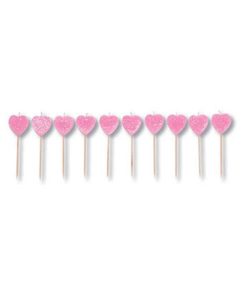 Κεράκια ”Pink Glitter Hearts” (10 τεμάχια)