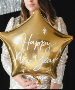 Μπαλόνι foil αστέρι – Happy new year σε χρυσό