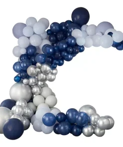 Σύνθεση από μπαλόνια ασημί/μπλε σκούρο/γκρι/σιέλ – 200τμχ.