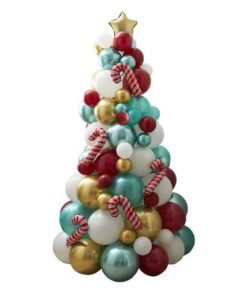 Χριστουγεννιάτικο Δέντρο από Μπαλόνια – Candy Cane Balloon Christmas Tree