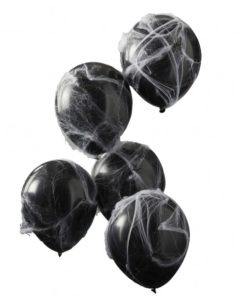 Μαύρα μπαλόνια με Αράχνες και Ιστούς (5 τεμ)
