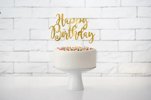 Topper τούρτας Happy Birthday Χρυσό