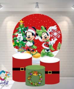 Τετράγωνη Αφίσα σε μουσαμά – Θέμα Christmas Mickey Mouse  – Minnie Mouse