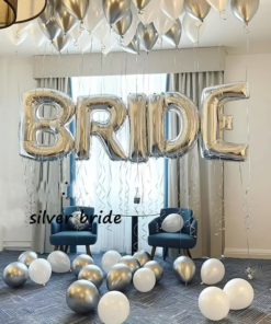 BRIDE Ασημί μπαλόνια με ήλιο – 70cm
